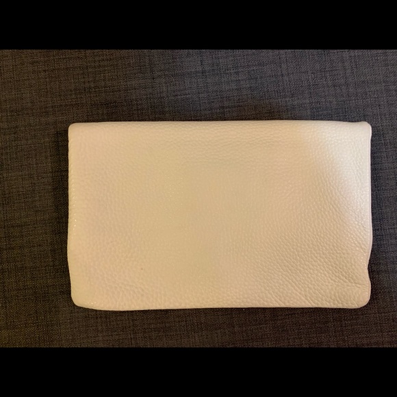 White clutch purse with blue stitching - Picture 4 of 5